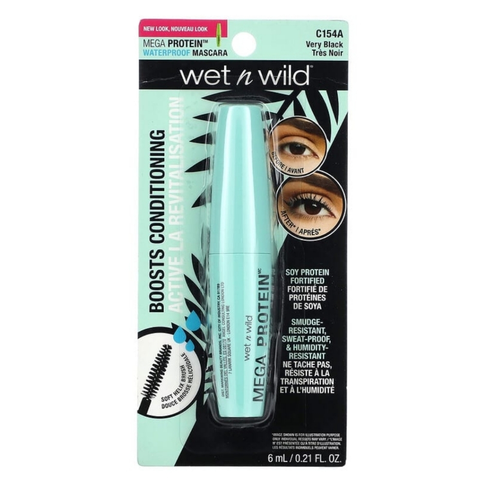 *3/15* NEW Wet n Wild Mega Protein Waterproof Mascara Very Black C154A